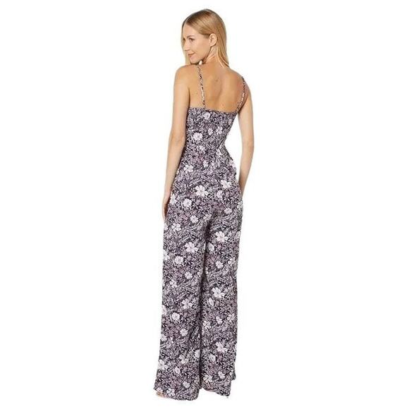 NWT bobi Los Angeles Printed Crepe Smocked Back Jumpsuit, Size Medium - Picture 6 of 8